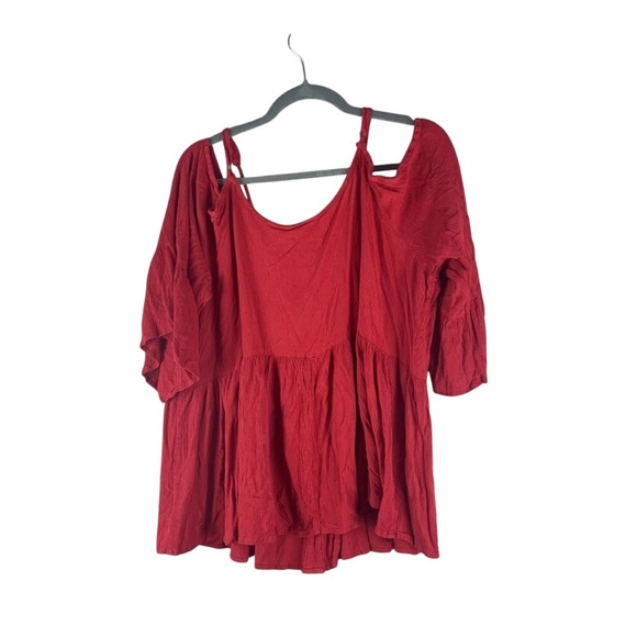 Torrid Red Cold Shoulder Button Front Blouse size 3X - Picture 7 of 9